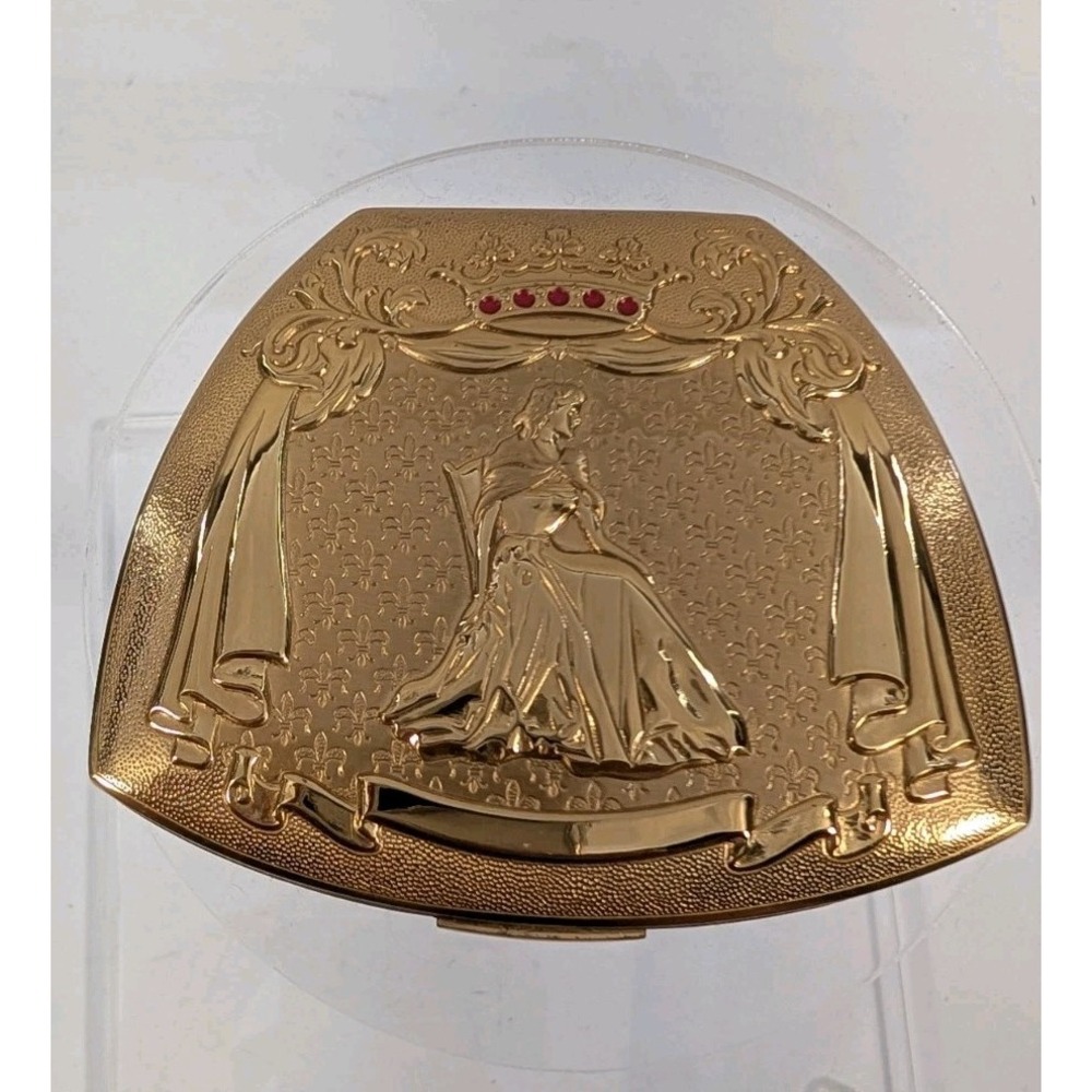 Vintage Elgin American "Queen for a Day" Gold Tone Powder‎ Compact - Made in USA - Picture 2 of 10